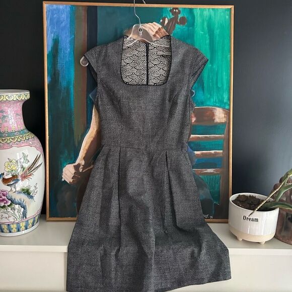 Jennifer Glasgow Chic Charcoal Cap Sleeve Mini Dress XS - Picture 12 of 13